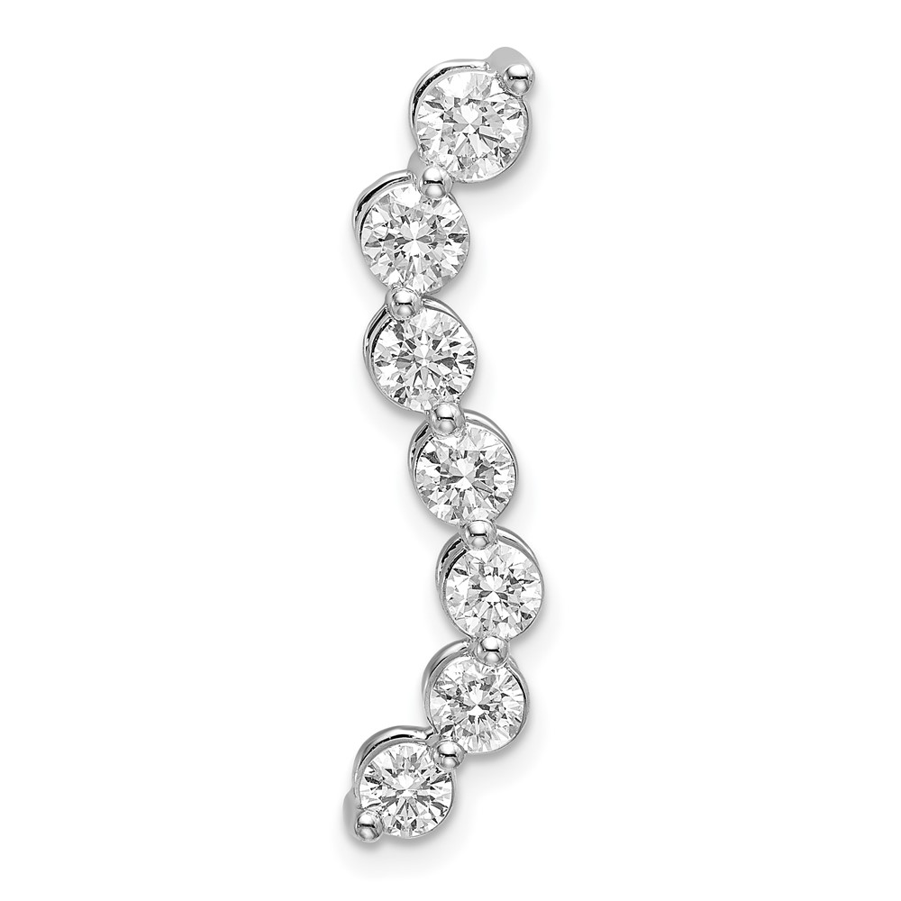 14K White Gold 1 Carat Lab Grown Diamond VS SI+ G+ Seven Stone Curved Bar Chain Slide Pendant