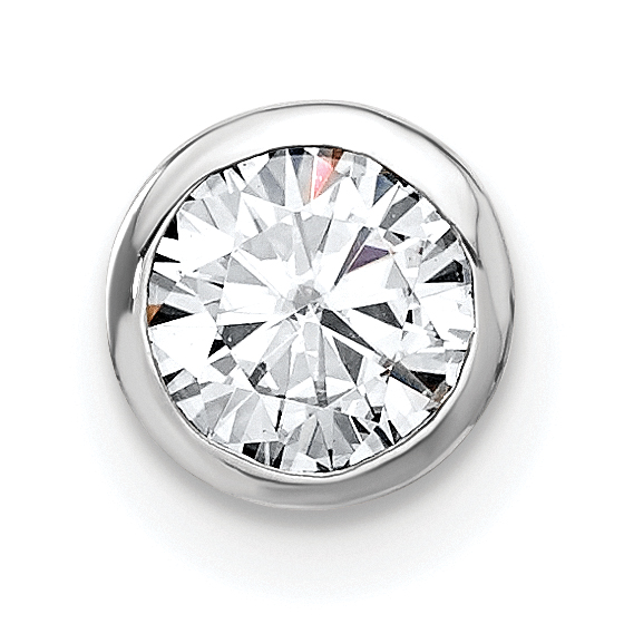 14k White Gold 1/2 carat Lab Grown Diamond VS/SI+ G+ Round Complete Bezel Chain Slide Pendant (PM6802-060-WLG)