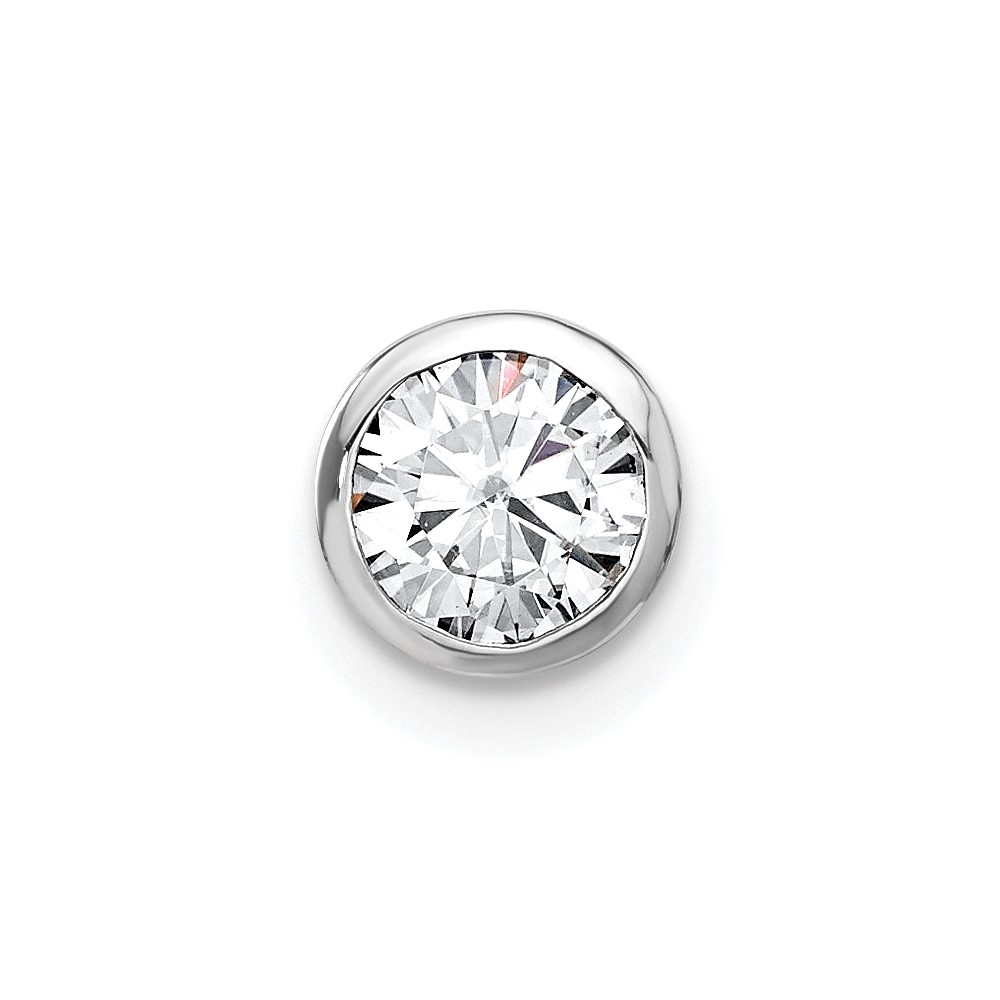 14K White Gold 0.50 Carat Lab Grown Diamond VS SI+ G+ Round Complete Bezel Chain Slide Pendant