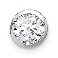 14K White Gold 0.50 Carat Lab Grown Diamond VS SI+ G+ Round Complete Bezel Chain Slide Pendant view 1