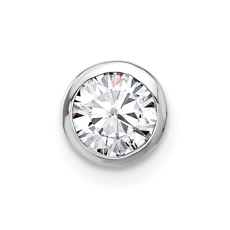 14k White Gold 1/2 carat Lab Grown Diamond VS/SI+ G+ Round Complete Bezel Chain Slide Pendant