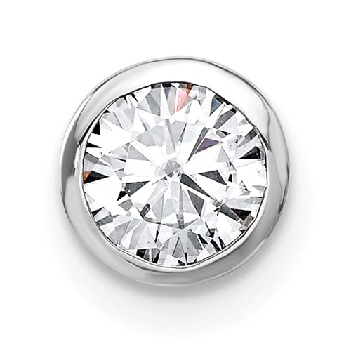14K White Gold 0.50 Carat Lab Grown Diamond VS SI+ G+ Round Complete Bezel Chain Slide Pendant