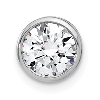 14K White Gold 1 Carat Lab Grown Diamond VS SI+ G+ Round Complete Bezel Chain Slide Pendant view 1