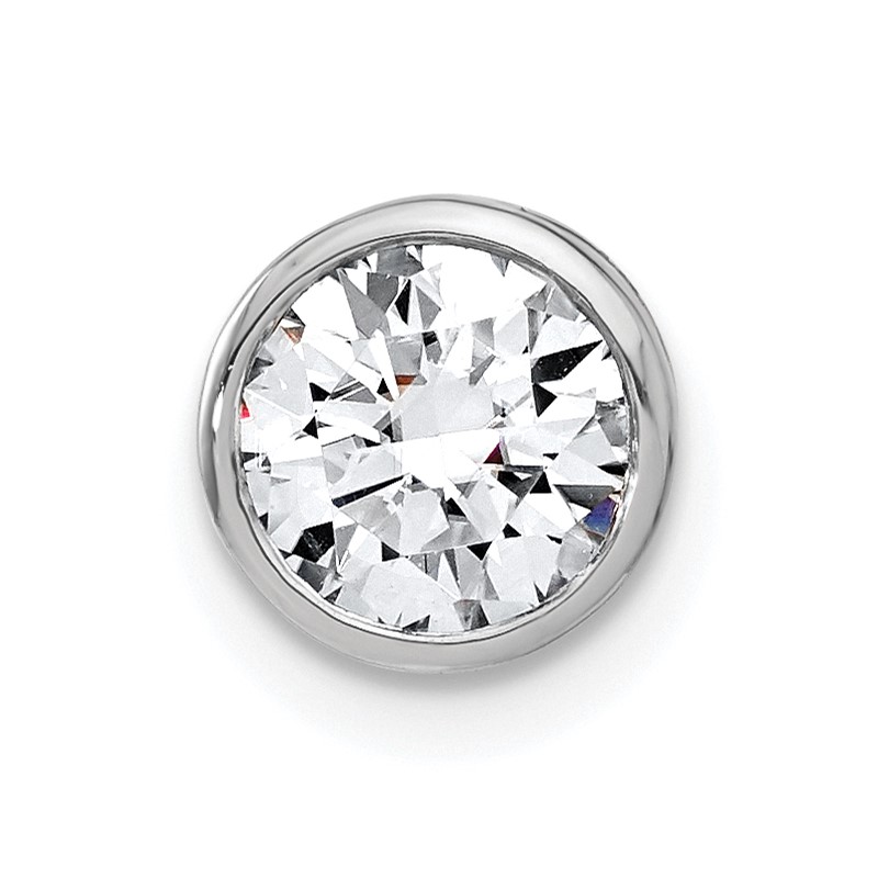 14k White Gold 1 carat Lab Grown Diamond VS/SI+ G+ Round Complete Bezel Chain Slide Pendant