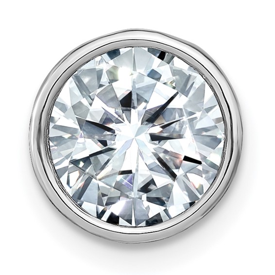 14k White Gold Round Bezel Chain Slide Mounting