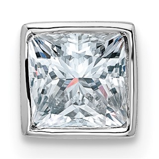 14k White Gold Princess Bezel Chain Slide Mounting