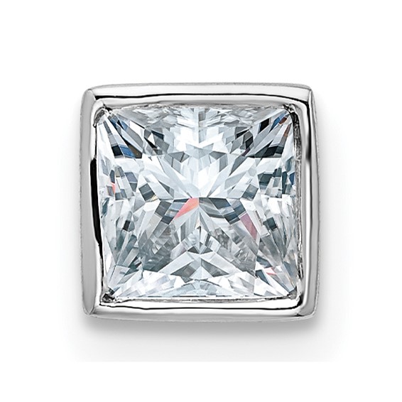 14k White Gold Princess Bezel Chain Slide Mounting