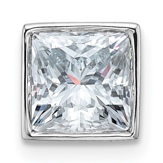 14k White Gold Princess Bezel Chain Slide Mounting