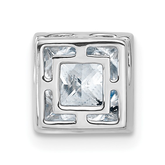 14k White Gold Princess Bezel Chain Slide Mounting