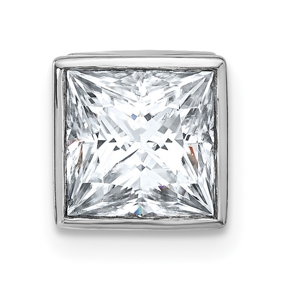 14k White Gold Princess Bezel Chain Slide Mounting