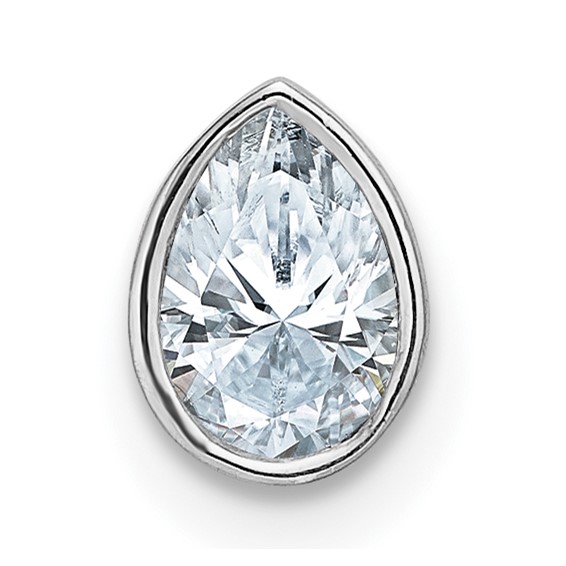 14k White Gold Pear Bezel Chain Slide Mounting