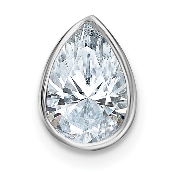 14k White Gold Pear Bezel Chain Slide Mounting