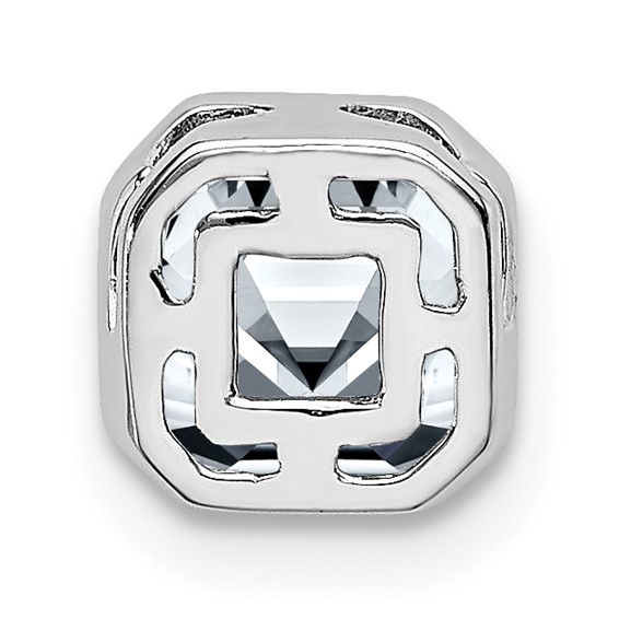 14k White Gold Asscher Bezel Chain Slide Mounting