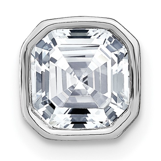 14k White Gold Asscher Bezel Chain Slide Mounting