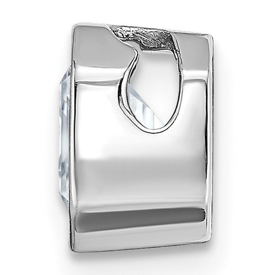 14k White Gold Asscher Bezel Chain Slide Mounting