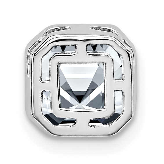 14k White Gold Asscher Bezel Chain Slide Mounting