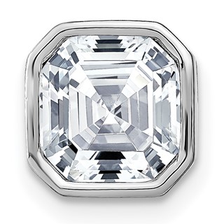 14k White Gold Asscher Bezel Chain Slide Mounting