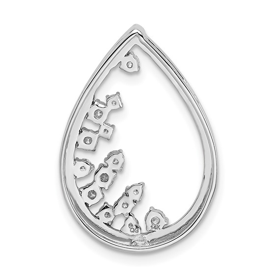 14k White Gold Polished 1/3 carat Diamond Fancy Teardrop Chain Slide