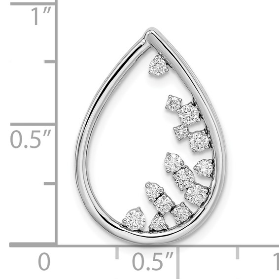 14k White Gold Polished 1/3 carat Diamond Fancy Teardrop Chain Slide