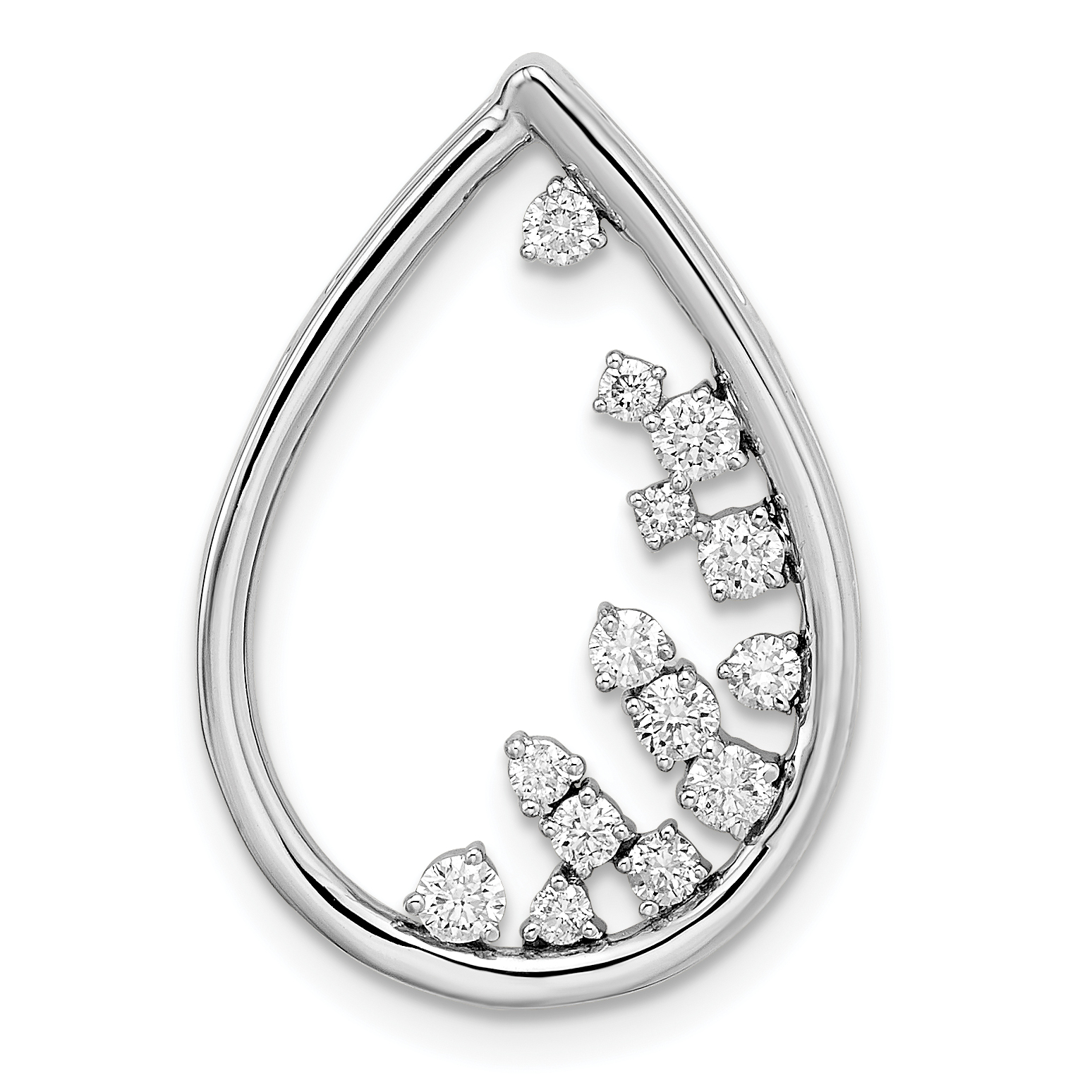 14k White Gold Polished 1/3 carat Diamond Fancy Teardrop Chain Slide (PM6829-034-WA)