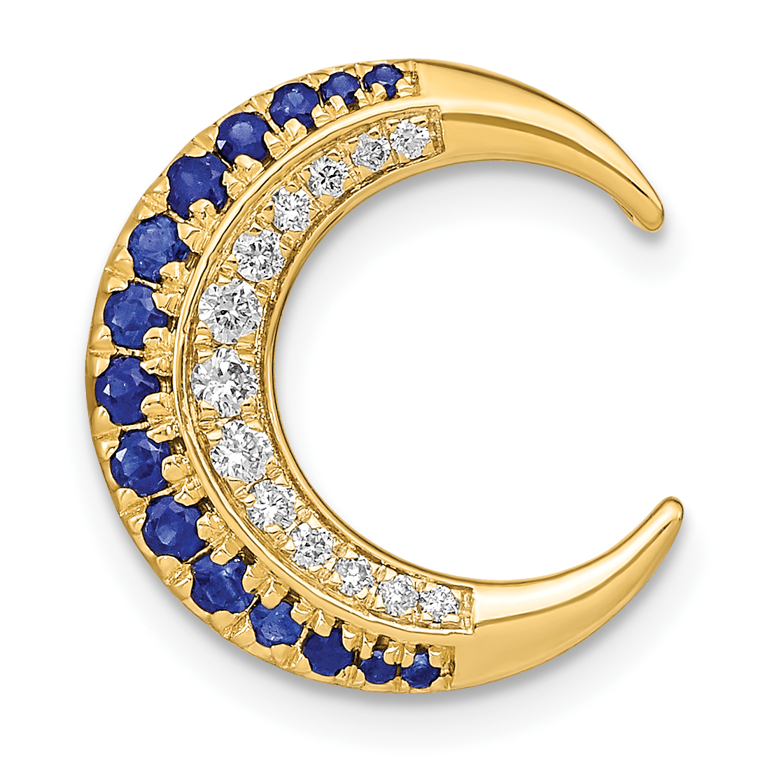 14k Polished Sapphire and Diamond Moon Chain Slide (PM6847-SA-012-YA)