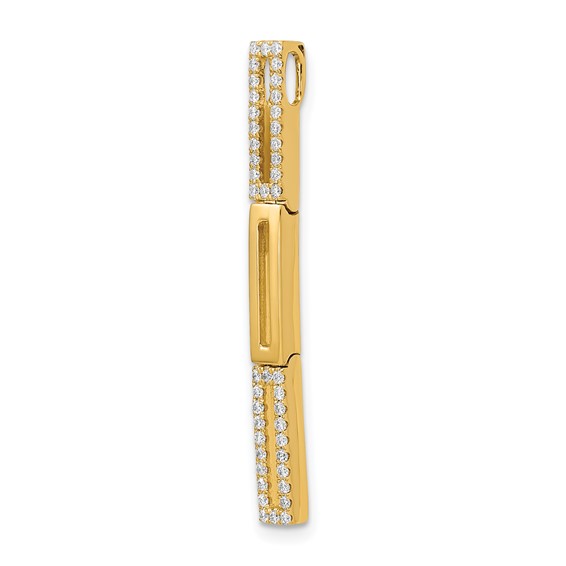14k Polished 1/5 carat Diamond Rectangle Link Chain Slide