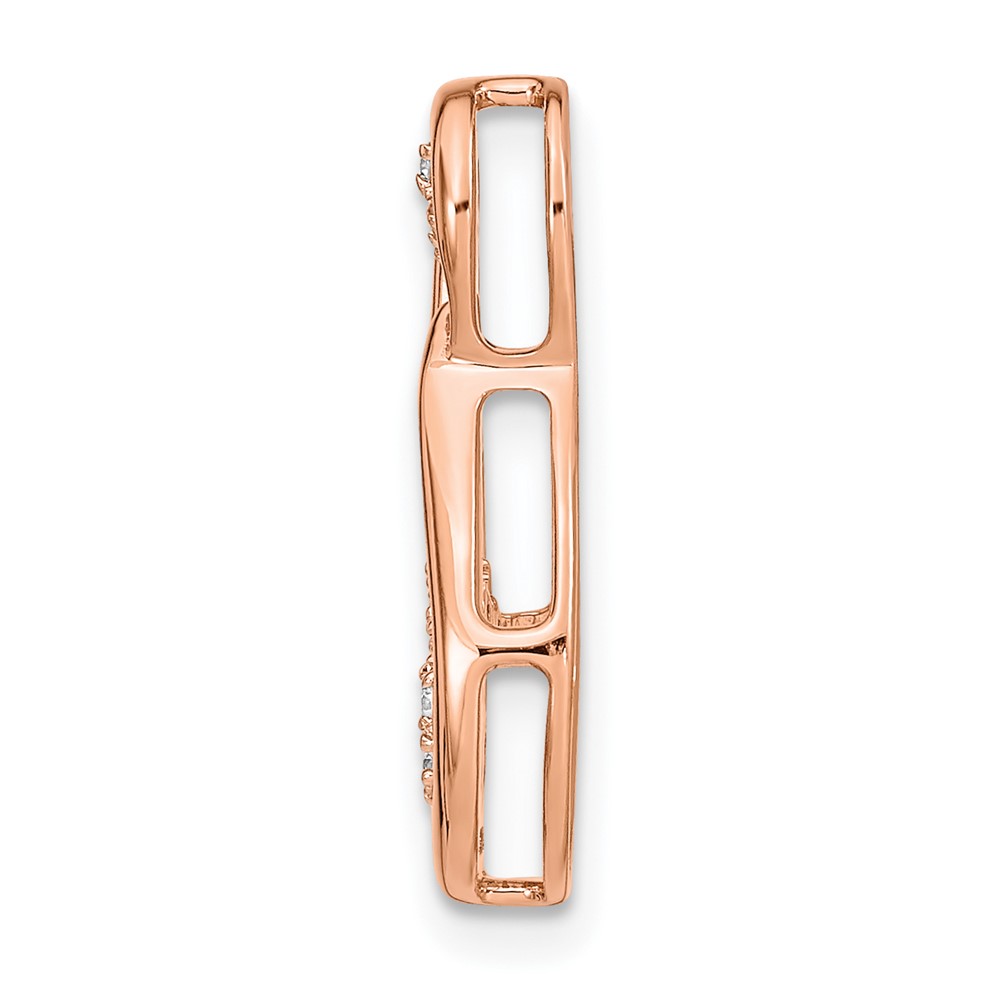 14k Rose Gold 1/8 carat Lab Grown Diamond VS/SI+ G+ Double Teardrop Chain Slide Pendant (PM6863-013-RLG)