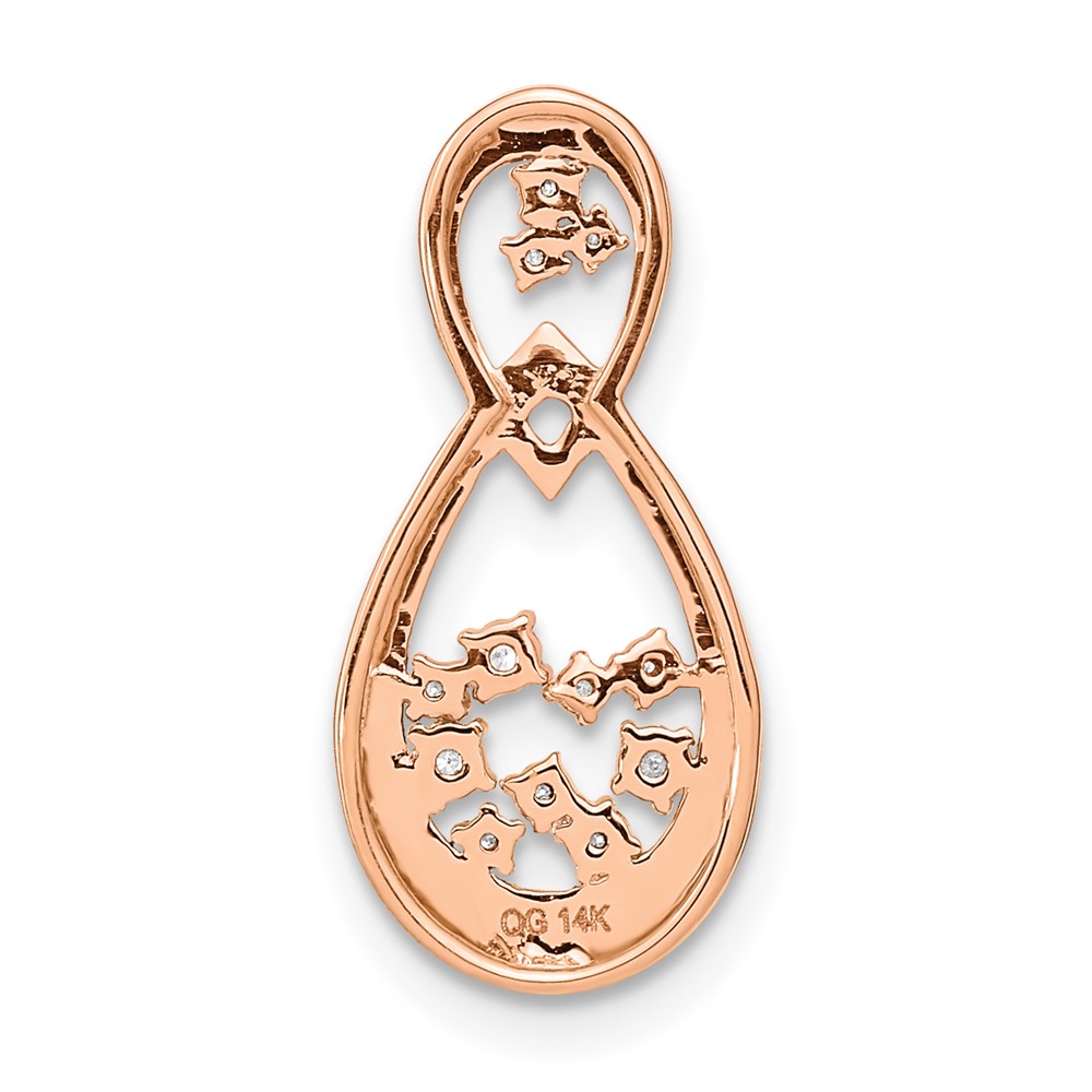 14k Rose Gold 1/8 carat Lab Grown Diamond VS/SI+ G+ Double Teardrop Chain Slide Pendant (PM6863-013-RLG)