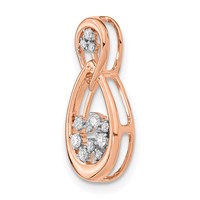 14K Rose Gold 0.12 Carat Lab Grown Diamond VS SI+ G+ Double Teardrop Chain Slide Pendant view 4