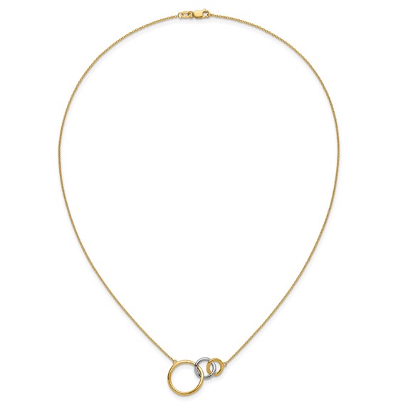 14k Two-tone Polished Triple Interlocked Circles 18 inch Necklace