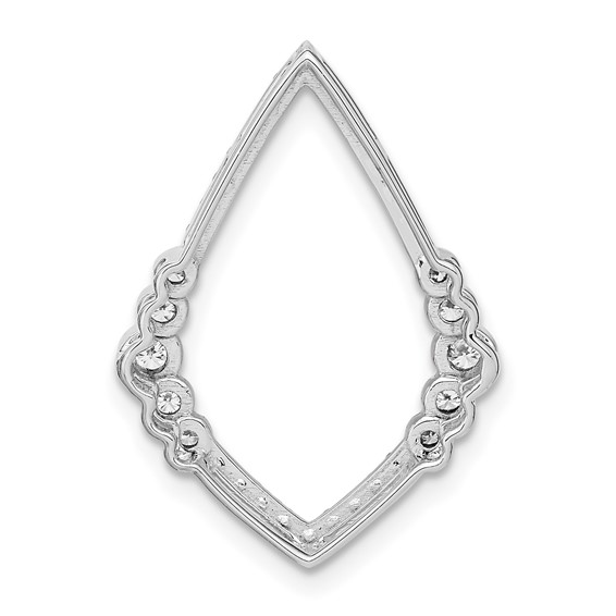 14k White Gold Polished 3/8 carat Diamond Bezel Set Teardrop Chain Slide