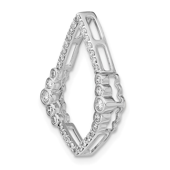 14k White Gold Polished 3/8 carat Diamond Bezel Set Teardrop Chain Slide