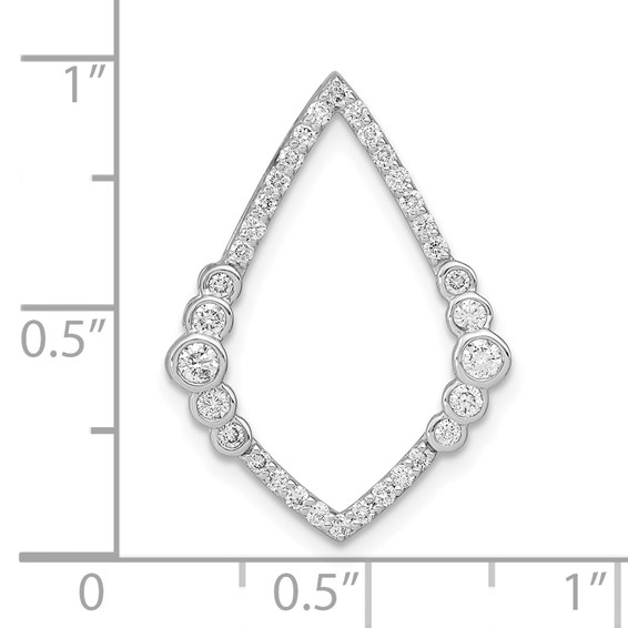 14k White Gold Polished 3/8 carat Diamond Bezel Set Teardrop Chain Slide