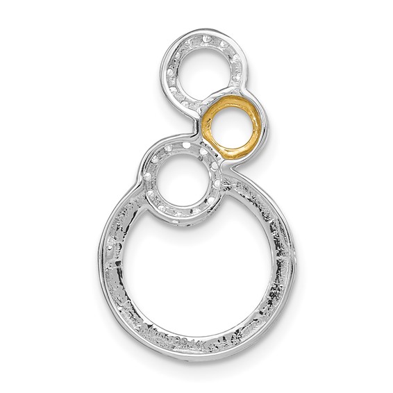 14k Two-tone Polished 1/6 carat Diamond Circles Chain Slide