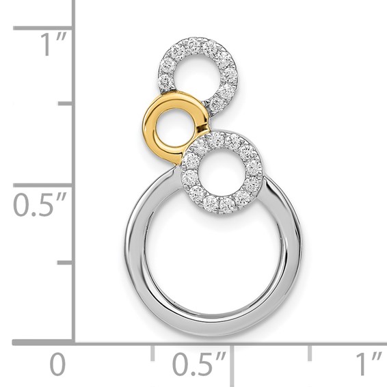 14k Two-tone Polished 1/6 carat Diamond Circles Chain Slide