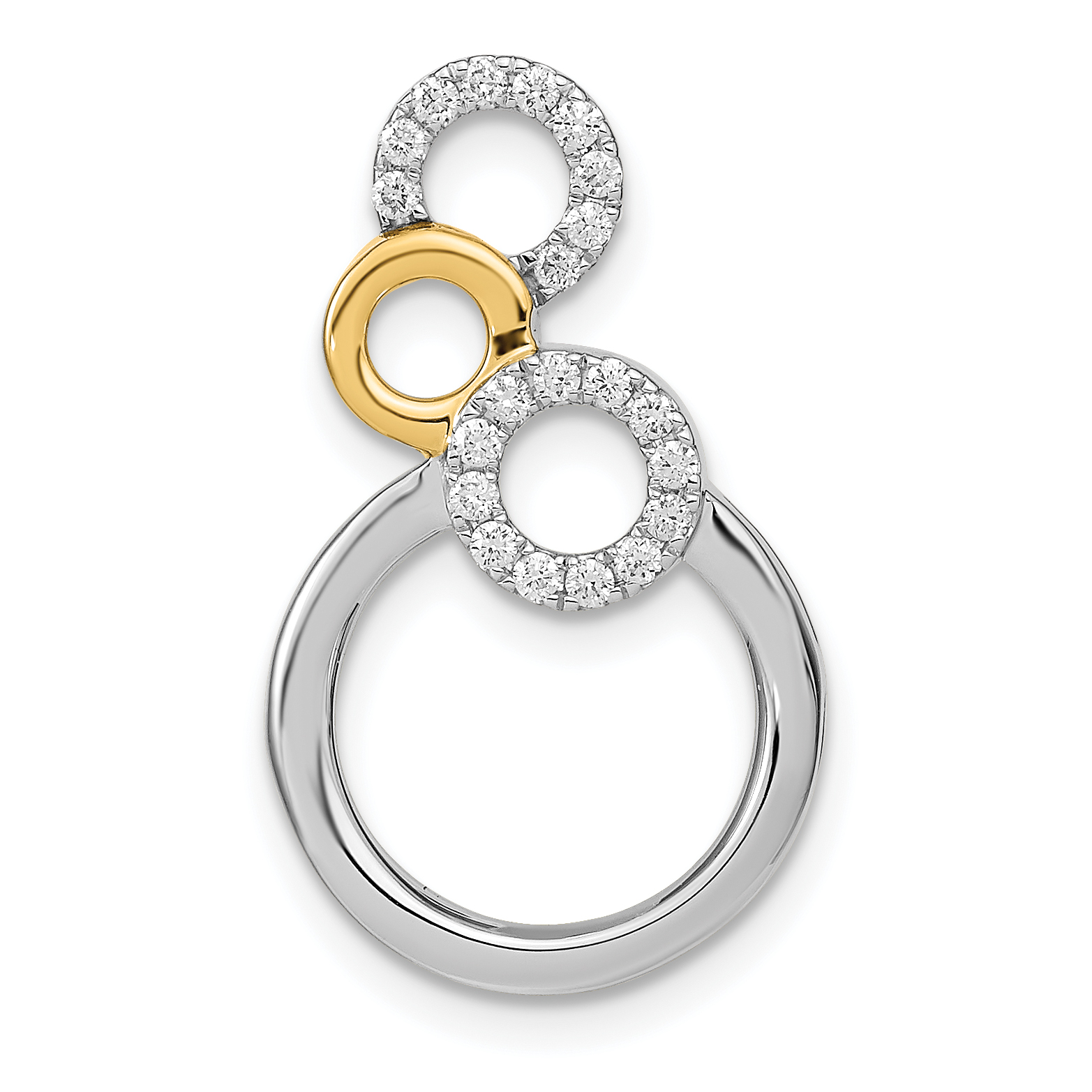 14k Two-tone Polished 1/6 carat Diamond Circles Chain Slide (PM6906-017-WYA)