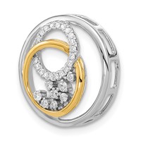 14K Two Tone 0.20 Carat Lab Grown Diamond VS SI+ G+ Complete Circle Cluster Chain Slide Pendant view 4