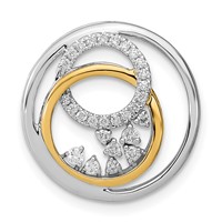 14K Two Tone 0.20 Carat Lab Grown Diamond VS SI+ G+ Complete Circle Cluster Chain Slide Pendant view 1
