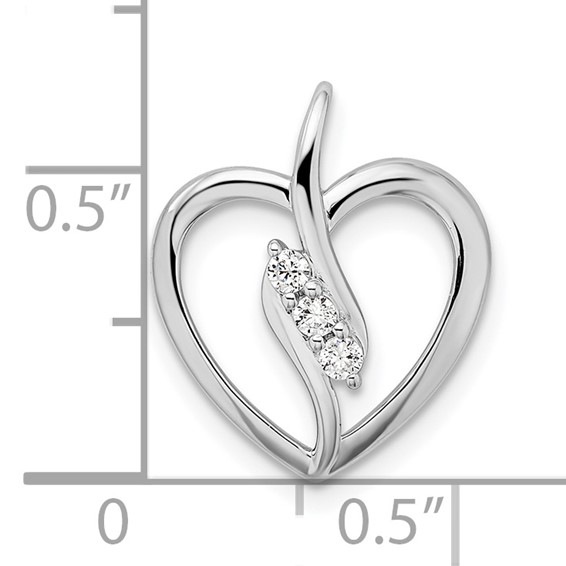Gold Lab Grown Diamond 3-Stone Heart Chain Slide
