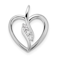 14K White Gold 0.10 Carat Lab Grown Diamond VS SI+ G+ Complete Open Heart Pendant view 1