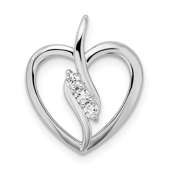 Gold Lab Grown Diamond 3-Stone Heart Chain Slide