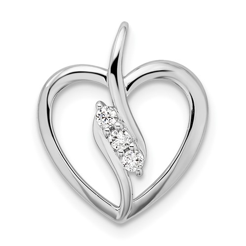 14K White Gold 0.10 Carat Lab Grown Diamond VS SI+ G+ Complete Open Heart Pendant