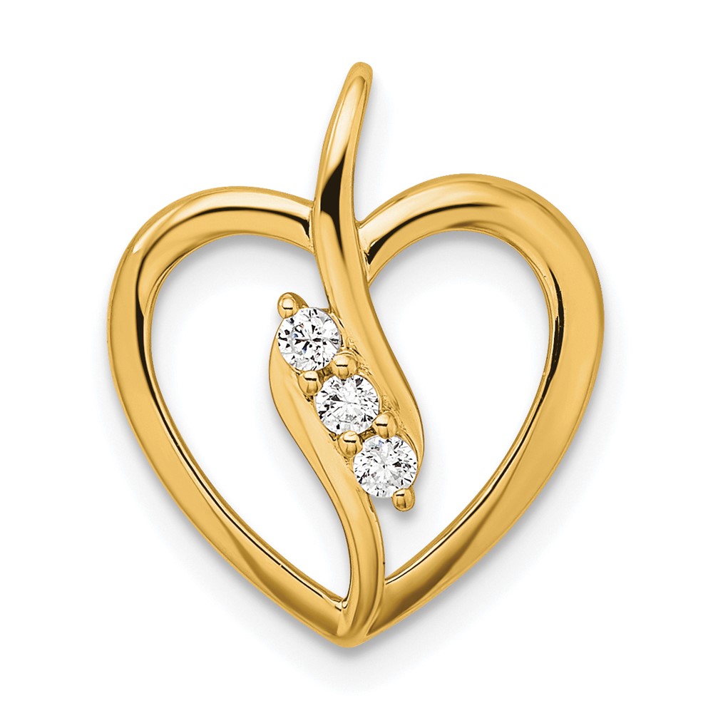 14k 1/10 carat Lab Grown Diamond VS/SI+ G+ Complete Open Heart Pendant (PM6918-009-YLG)