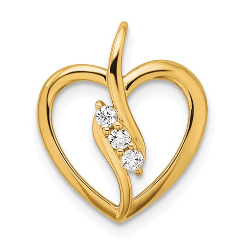 14K Yellow Gold 0.10 Carat Lab Grown Diamond VS SI+ G+ Complete Open Heart Pendant