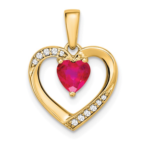 Gemstone and Diamond Heart Pendants