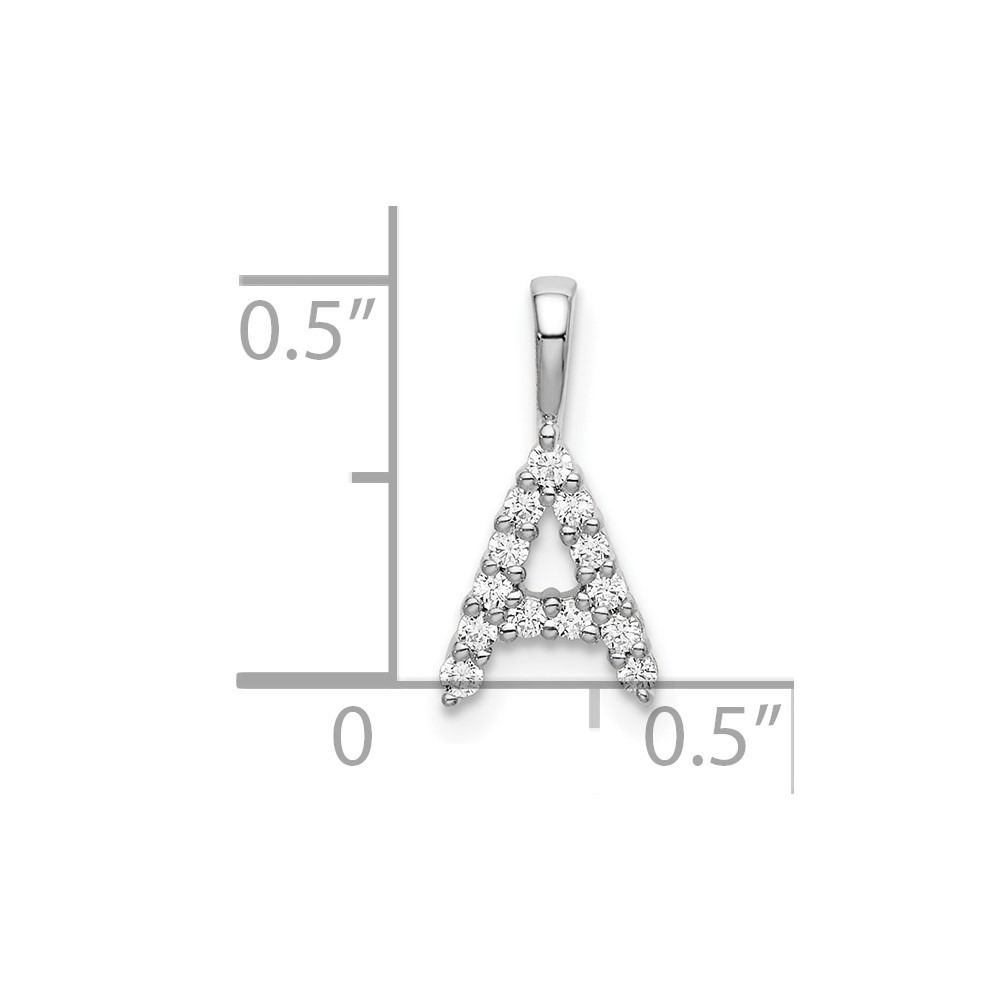 14k White Gold 1/8 carat Lab Grown Diamond VS/SI+ G+ Complete Letter A Initial Pendant (PM6988A-014-WLG)