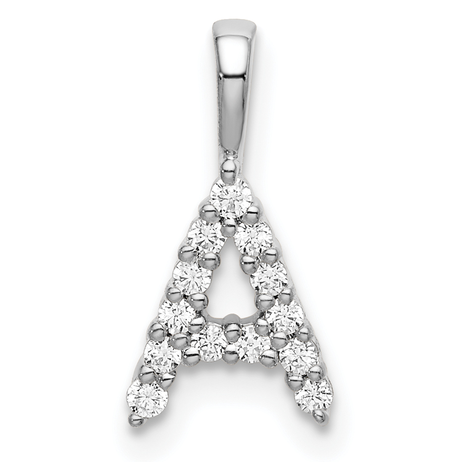 14k White Gold 1/8 carat Lab Grown Diamond VS/SI+ G+ Complete Letter A Initial Pendant (PM6988A-014-WLG)