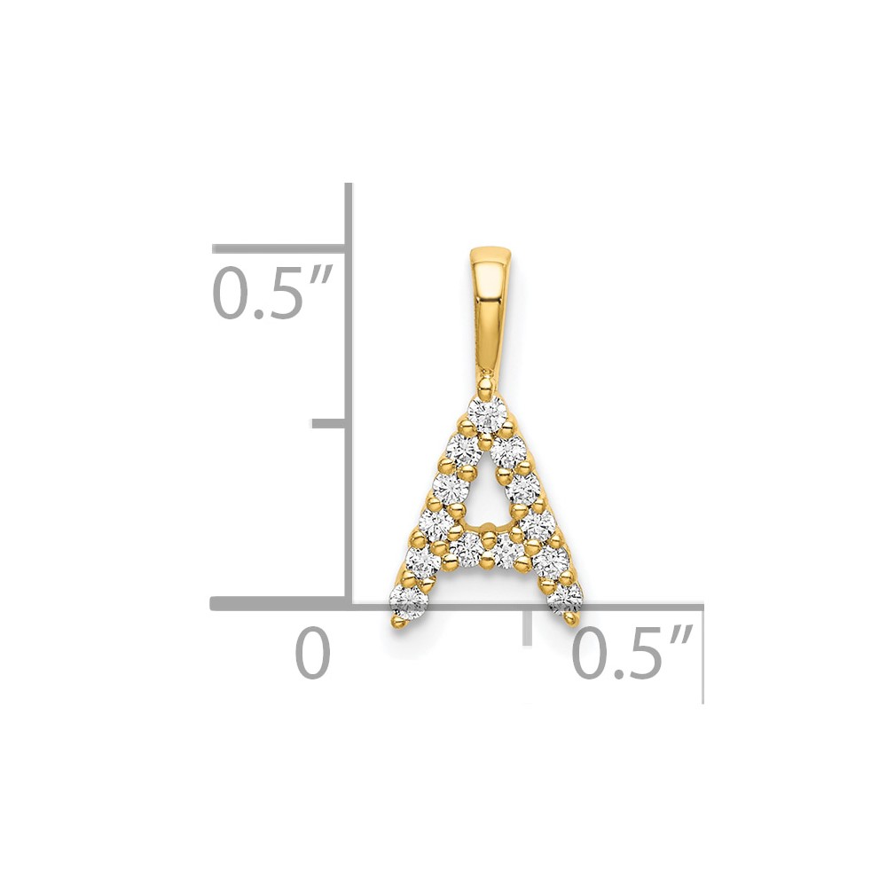 14k 1/8 carat Lab Grown Diamond VS/SI+ G+ Complete Letter A Initial Pendant (PM6988A-014-YLG)