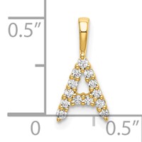 14K Yellow Gold 0.12 Carat Lab Grown Diamond VS SI+ G+ Complete Letter a Initial Pendant view 4