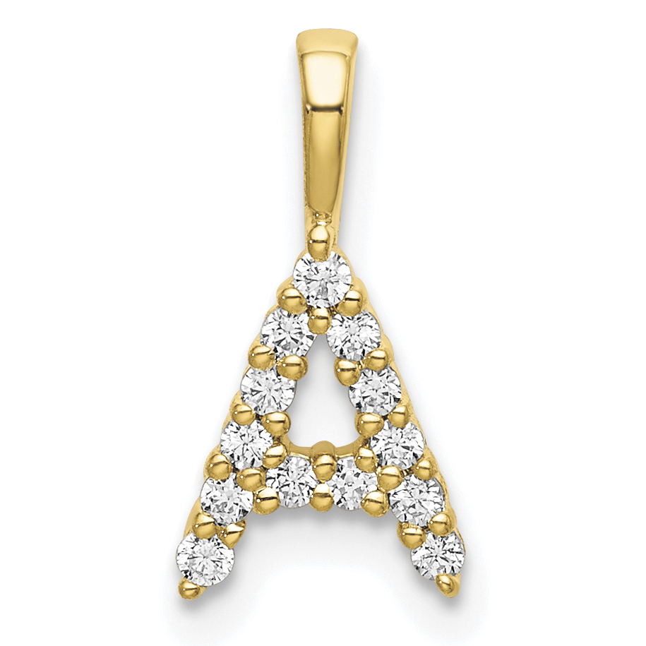 14k 1/8 carat Lab Grown Diamond VS/SI+ G+ Complete Letter A Initial Pendant (PM6988A-014-YLG)